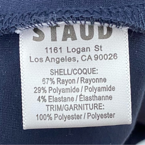 Staud Hawthorne Dress Navy Blue Taffeta - Picture 10 of 11